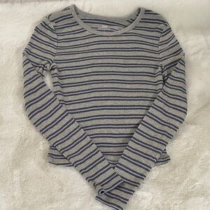 Pink Republic Gray and Black Striped Top